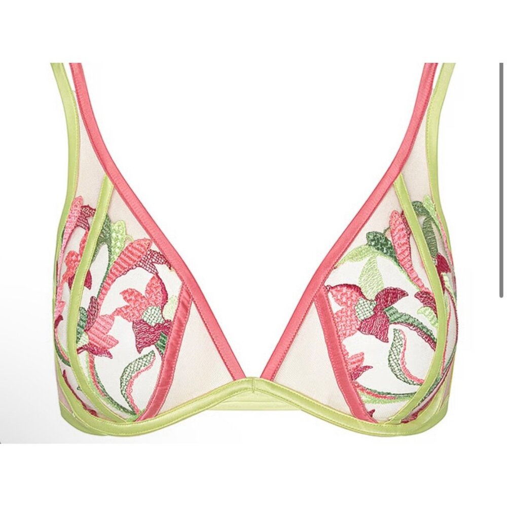 FOR LOVE & LEMONS Petunia Embroidery Underwire Bra NWT 32A